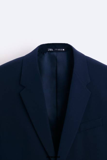 Zara vêtements P66V1139 Hommes veste de costume coupe slim bleu marine