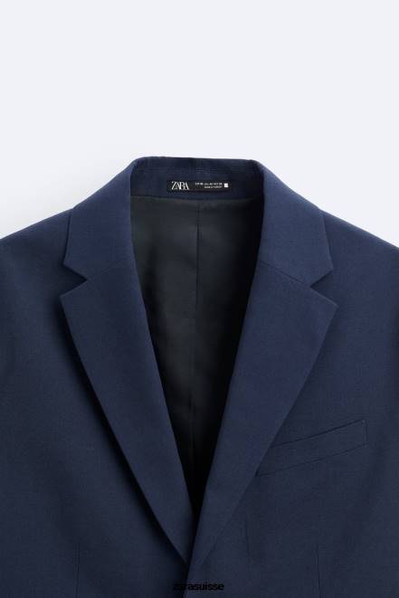 Zara vêtements P66V1140 Hommes veste de costume coupe slim bleuâtre