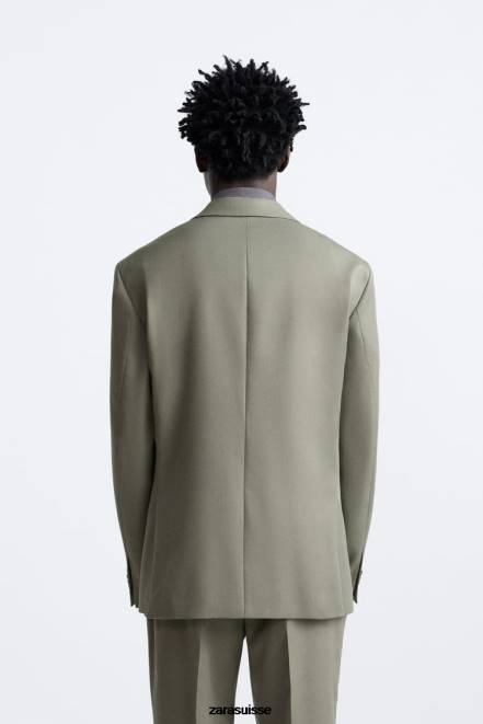 Zara vêtements P66V1143 Hommes veste de costume vert moyen