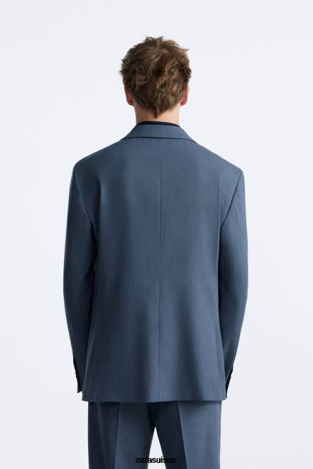 Zara vêtements P66V1145 Hommes veste de costume bleu/acier