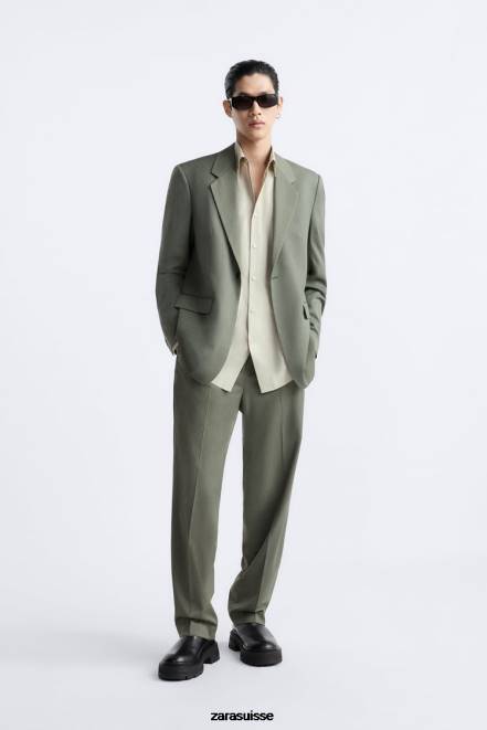 Zara vêtements P66V1146 Hommes veste de costume vert