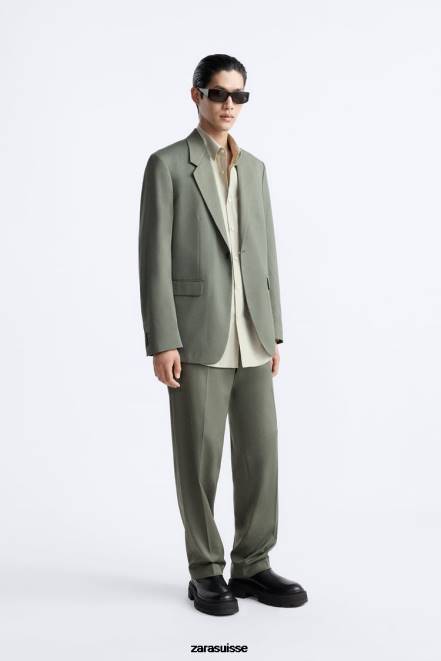 Zara vêtements P66V1146 Hommes veste de costume vert