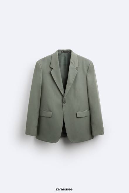 Zara vêtements P66V1146 Hommes veste de costume vert