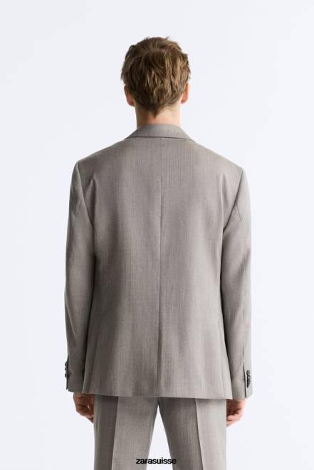 Zara vêtements P66V1150 Hommes Veste de costume 100% laine vison