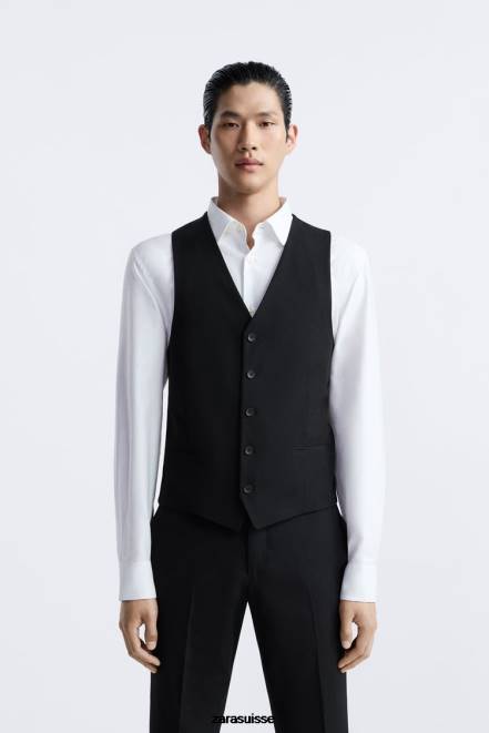 Zara vêtements P66V1166 Hommes gilet slim noir