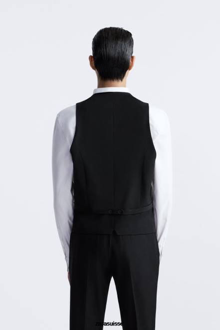 Zara vêtements P66V1166 Hommes gilet slim noir