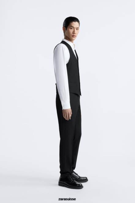 Zara vêtements P66V1166 Hommes gilet slim noir
