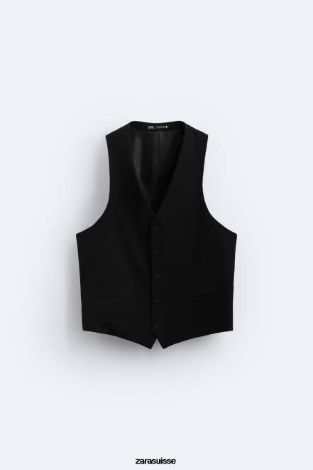Zara vêtements P66V1166 Hommes gilet slim noir