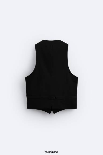 Zara vêtements P66V1166 Hommes gilet slim noir