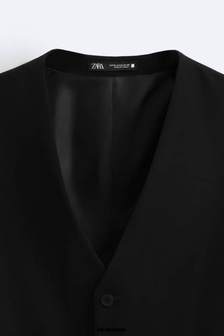 Zara vêtements P66V1166 Hommes gilet slim noir