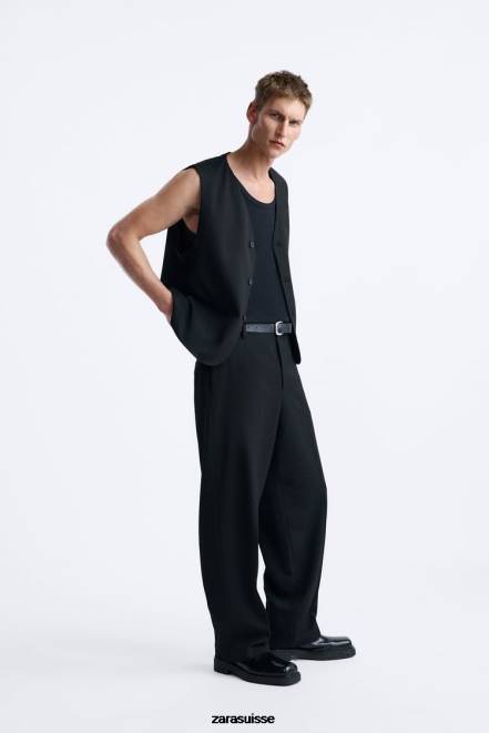 Zara vêtements P66V1167 Hommes gilet boutonné noir