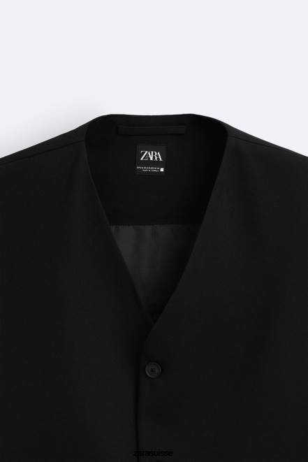 Zara vêtements P66V1167 Hommes gilet boutonné noir