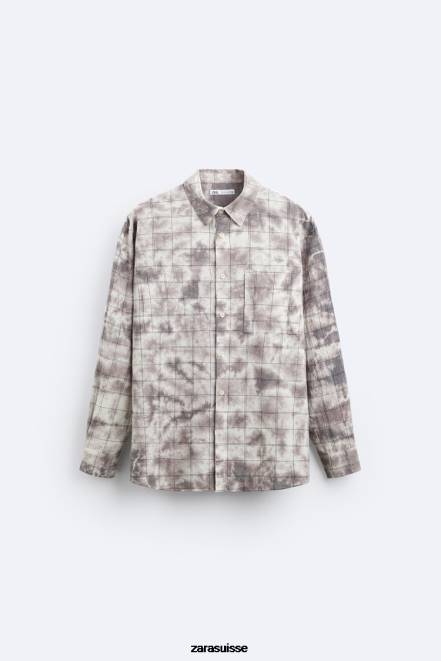 Zara vêtements P66V1191 Hommes surchemise tie-dye à carreaux divers