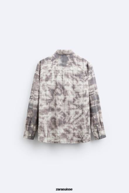 Zara vêtements P66V1191 Hommes surchemise tie-dye à carreaux divers