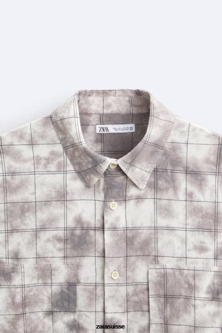 Zara vêtements P66V1191 Hommes surchemise tie-dye à carreaux divers