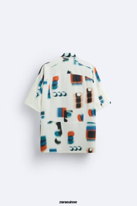 Zara vêtements P66V975 Hommes chemise à imprimé abstrait imprimé