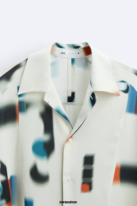 Zara vêtements P66V975 Hommes chemise à imprimé abstrait imprimé