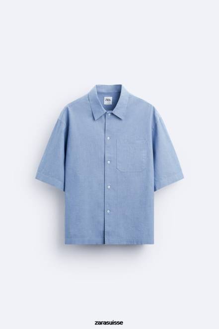 Zara vêtements P66V979 Hommes chemise en jean bleu