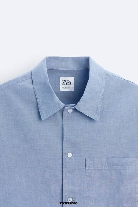 Zara vêtements P66V979 Hommes chemise en jean bleu