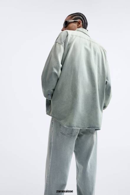 Zara vêtements P66V982 Hommes chemise en jean coupe décontractée bleu d'encre