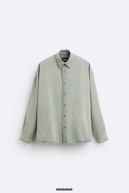 Zara vêtements P66V982 Hommes chemise en jean coupe décontractée bleu d'encre