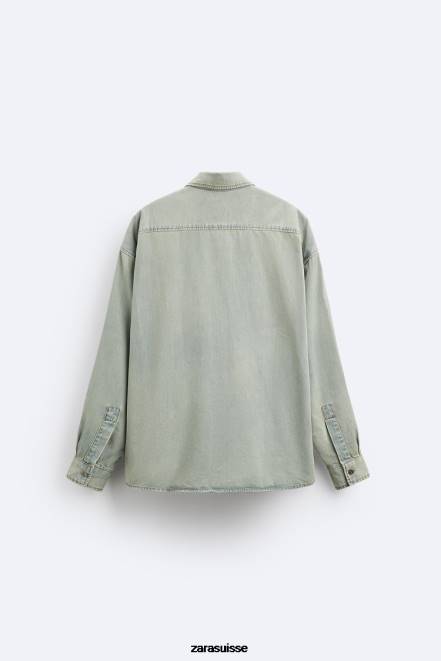 Zara vêtements P66V982 Hommes chemise en jean coupe décontractée bleu d'encre