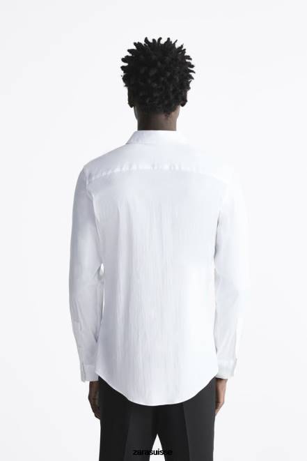 Zara vêtements P66V996 Hommes chemise en popeline stretch blanc