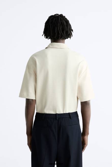 Zara vêtements P66V1220 Hommes polo texturé marron taupe