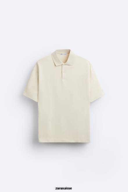 Zara vêtements P66V1220 Hommes polo texturé marron taupe