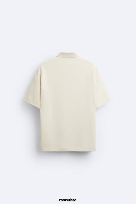 Zara vêtements P66V1220 Hommes polo texturé marron taupe