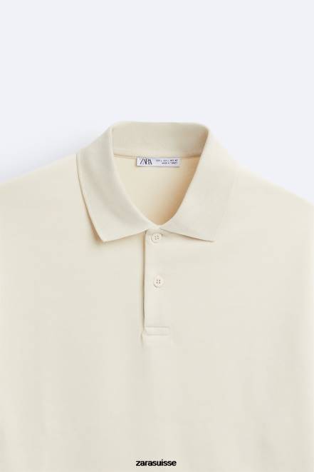 Zara vêtements P66V1220 Hommes polo texturé marron taupe