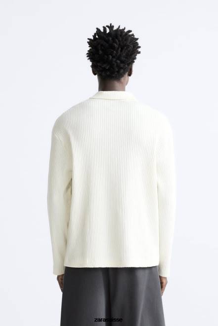 Zara vêtements P66V1222 Hommes polo côtelé marne de vison