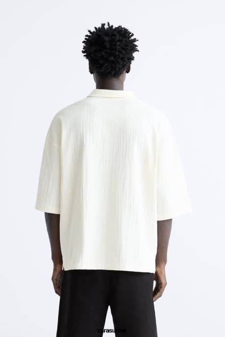 Zara vêtements P66V1223 Hommes polo texturé beige