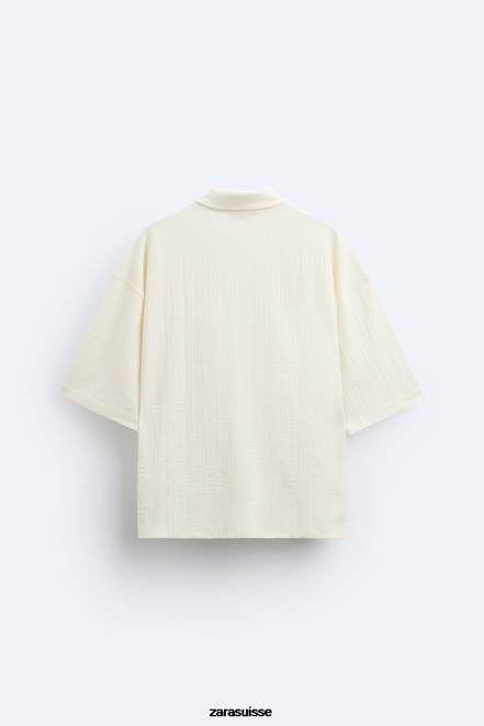 Zara vêtements P66V1223 Hommes polo texturé beige