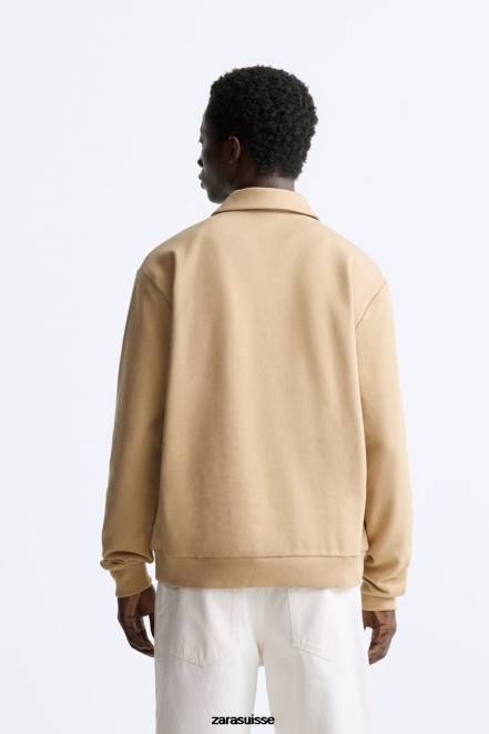 Zara vêtements P66V1232 Hommes sweat-shirt polo bronzage léger
