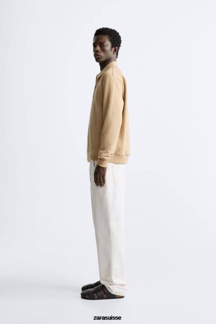 Zara vêtements P66V1232 Hommes sweat-shirt polo bronzage léger