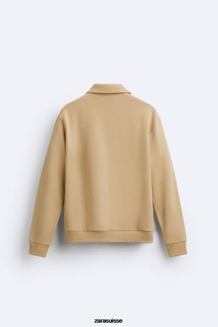 Zara vêtements P66V1232 Hommes sweat-shirt polo bronzage léger
