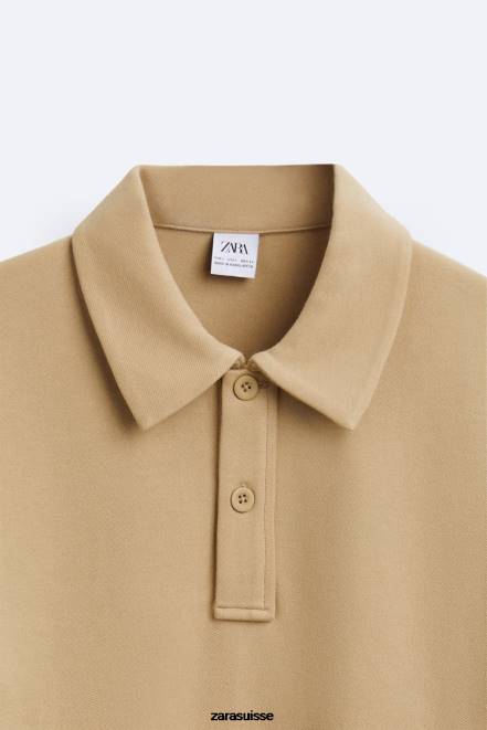 Zara vêtements P66V1232 Hommes sweat-shirt polo bronzage léger