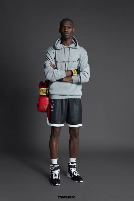 Zara vêtements P66V1047 Hommes sweat à capuche éternel marnes grises