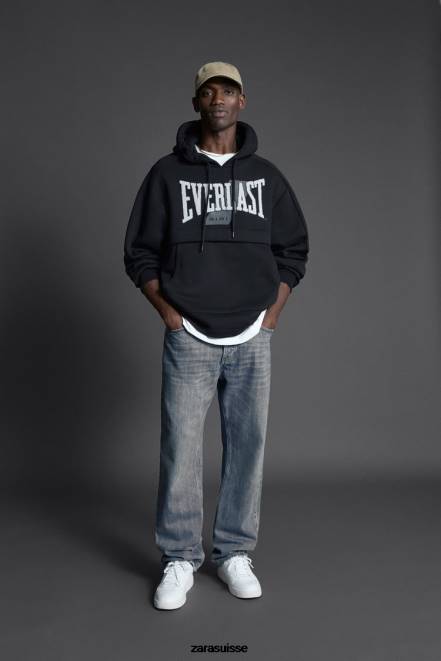 Zara vêtements P66V1048 Hommes sweat à capuche éternel noir