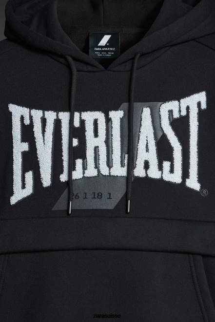 Zara vêtements P66V1048 Hommes sweat à capuche éternel noir