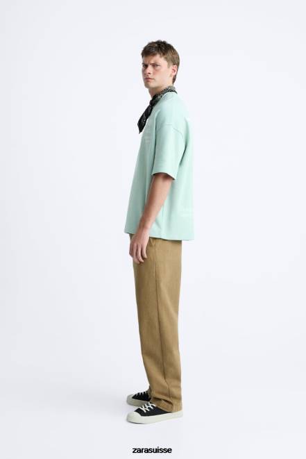 Zara vêtements P66V1071 Hommes sweat à texte imprimé gris