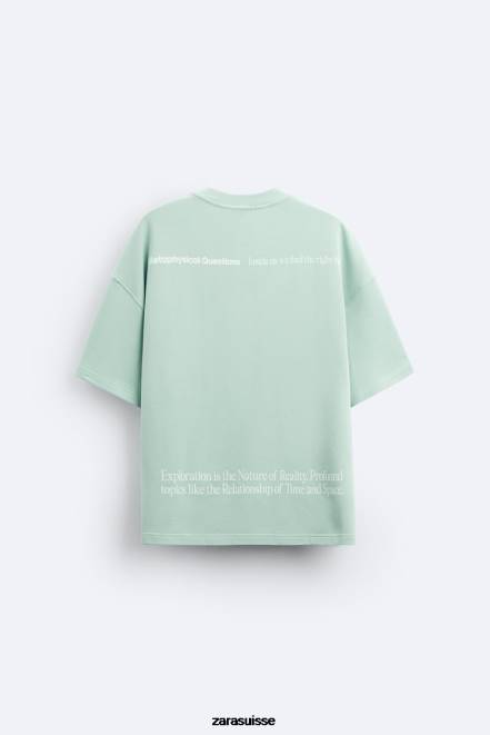 Zara vêtements P66V1071 Hommes sweat à texte imprimé gris