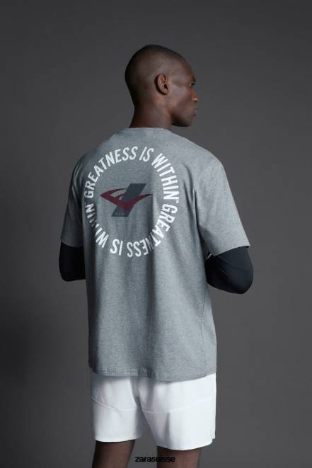 Zara vêtements P66V1196 Hommes t-shirt d'entraînement éternel marnes grises