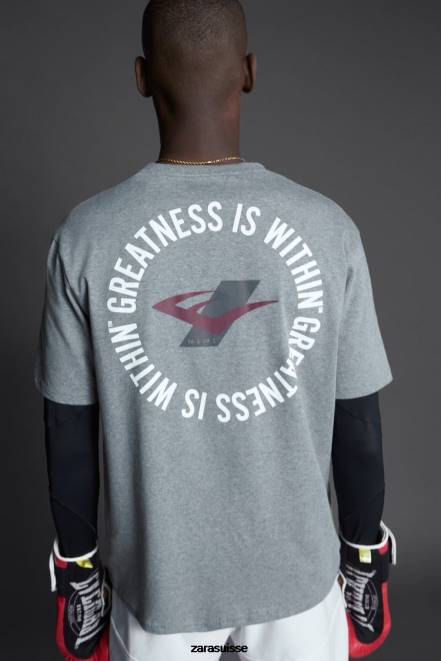 Zara vêtements P66V1196 Hommes t-shirt d'entraînement éternel marnes grises