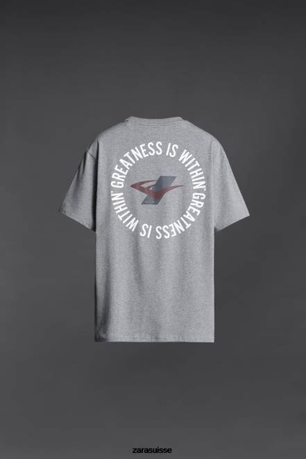 Zara vêtements P66V1196 Hommes t-shirt d'entraînement éternel marnes grises