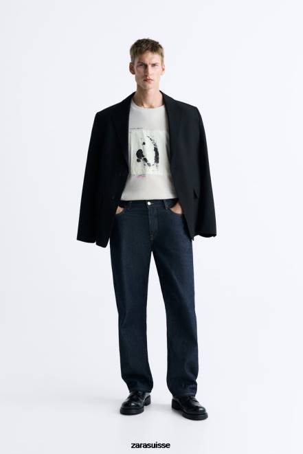 Zara vêtements P66V1199 Hommes t-shirt à patchs mélangés marron taupe