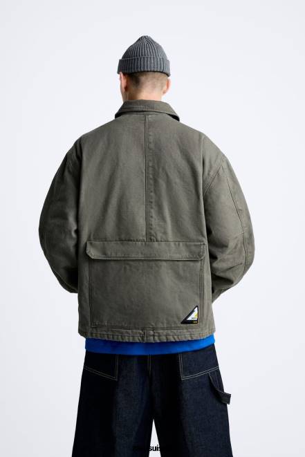 Zara vêtements P66V1107 Hommes veste à poche gris clair