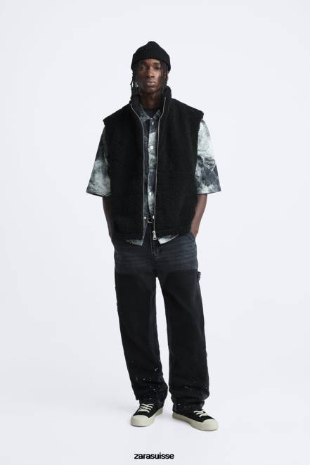 Zara vêtements P66V1111 Hommes gilet polaire noir