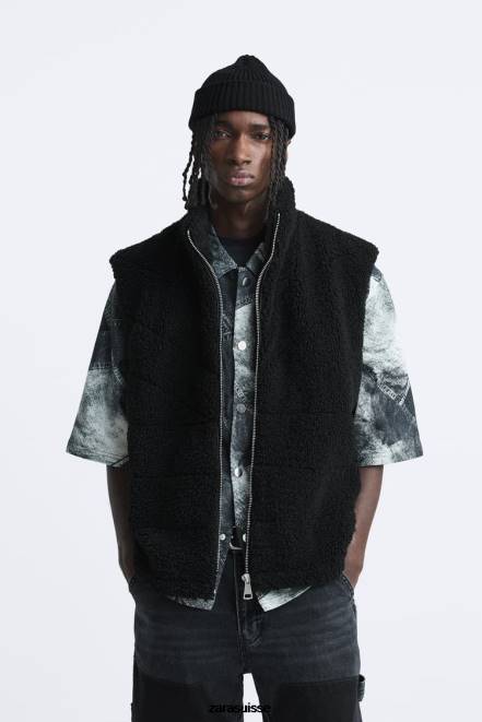Zara vêtements P66V1111 Hommes gilet polaire noir